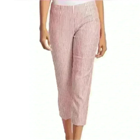 Piazza Sempione-"Audrey" Red And White Cropped Pinstripe Pant Size 40 (6) EUC! - Picture 1 of 10